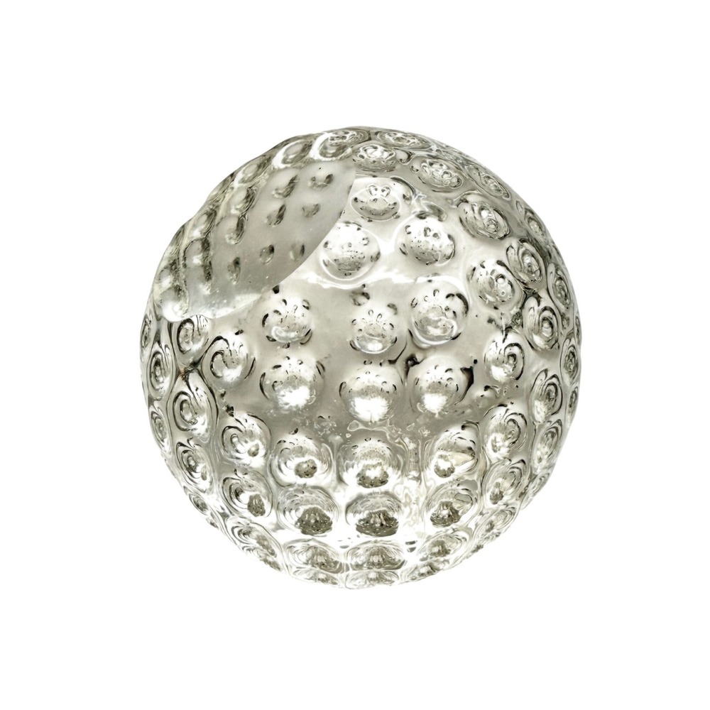 Vintage Clear Textured Glass Paperweight Bubble Dimple Sphere Heavy 11 oz‎